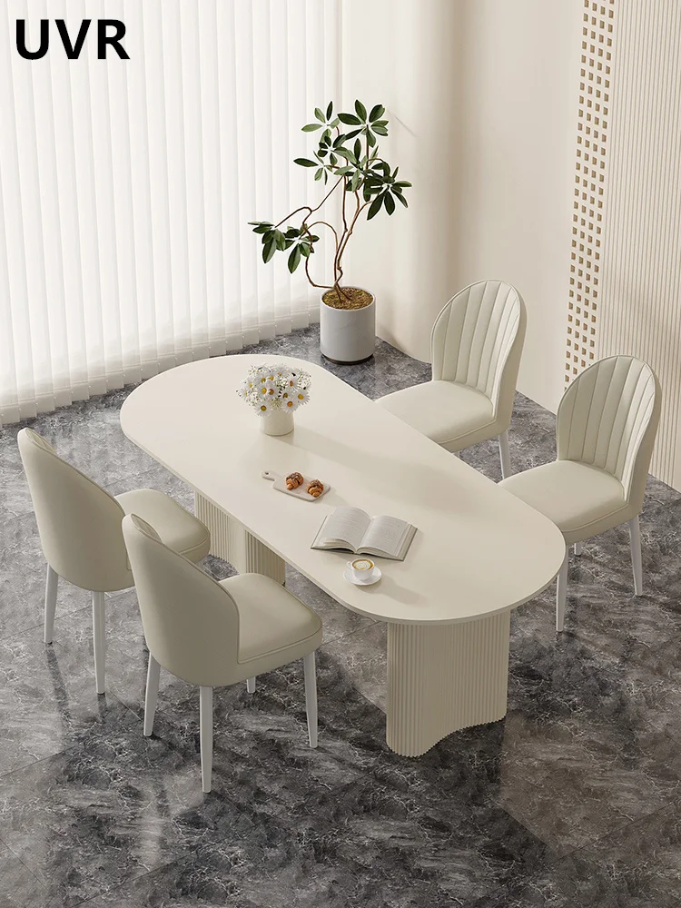 UVR Casual Cream Style Dining Table and Chairs Household Backrest Chairs Nordic Dining Chairs Modern Chair Upholstered Chairs