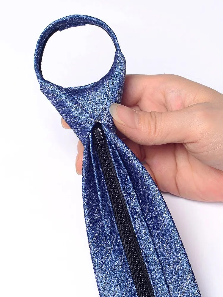 High Quality Starry Sky Blue Zipper Tie Fashionable British Style Men's Business Banquet Shirt Accessories 8cm Zipper Cravat