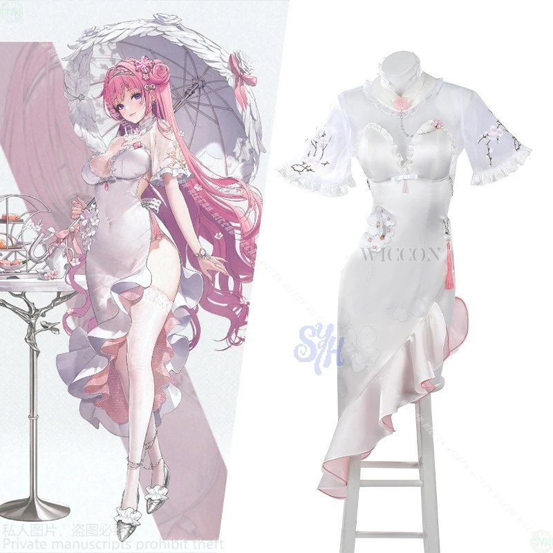 Дороти Косплей Костюм Аниме Игра GODDESS OF VICTORY: NIKKE Сексуальное белое кружевное платье Cheongsam Qipao Прекрасная Лолита Хэллоуин Вечеринка