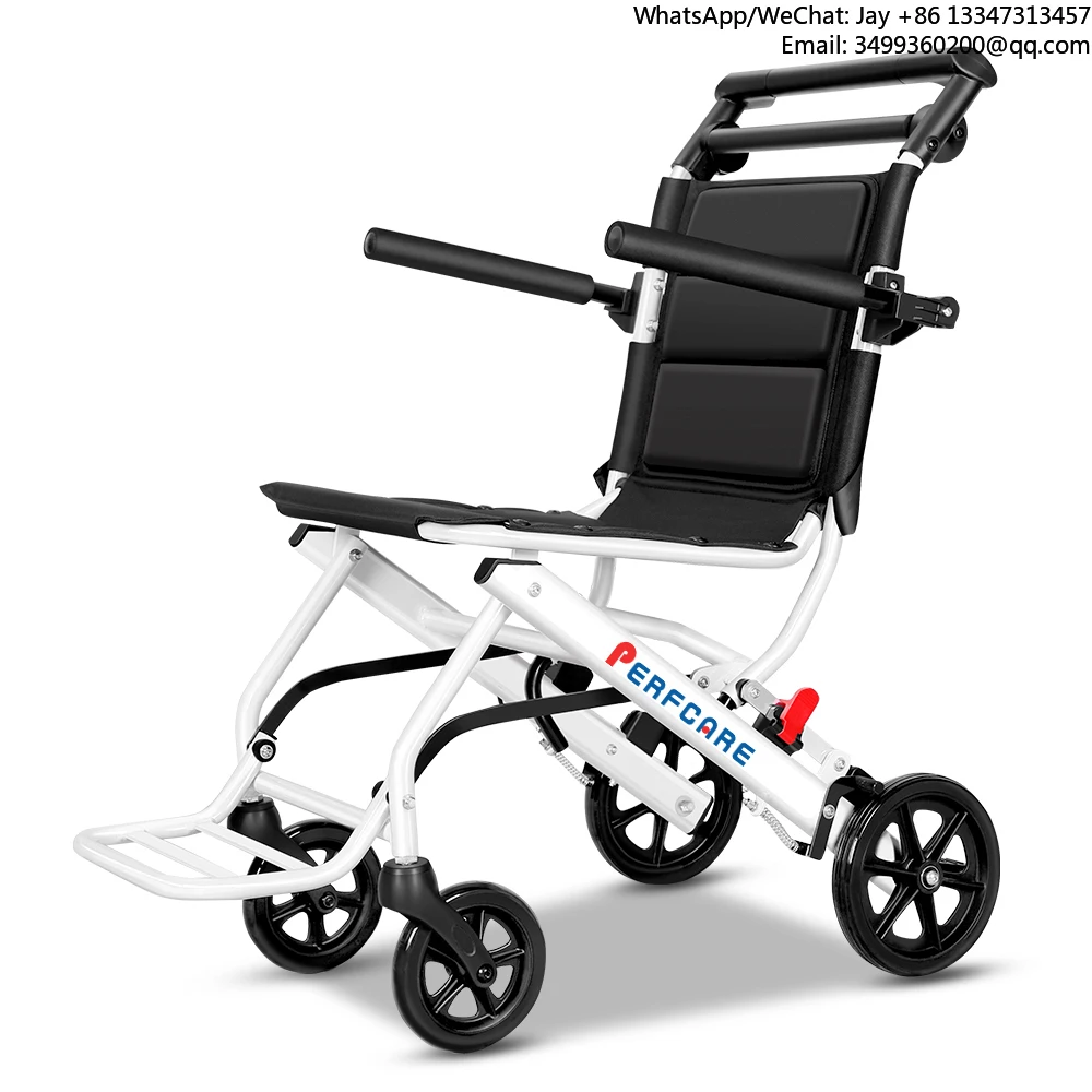 

Ultra-Light Aluminum Alloy Manual Wheelchair Light Weight Compact Folding Elderly Disabled Travel Portable Foldable Wheelchair