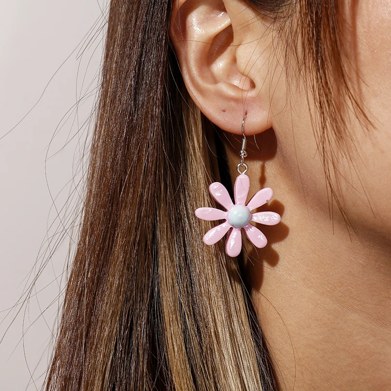 Aihua Süßigkeiten Farbe Harz Gänseblümchen Blumen Ohrringe koreanische Mode baumelt Ohrring für Frauen Mädchen Schmuck Geschenke – Detail 11