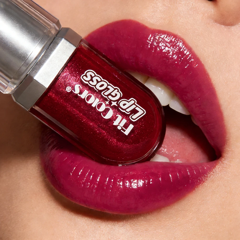 FIT COLORS Bálsamo Labial Humectante de Larga Duración con Efecto Espejo 3D y Reducción de Líneas de Expresión - Brillo Labial Transparente con Destellos