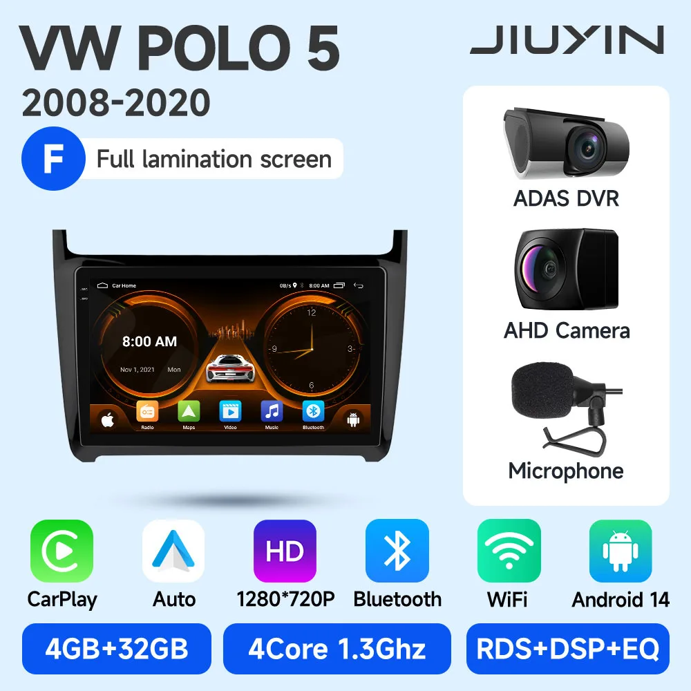 JIUYIN Android Auto Autoradio Voor VW POLO 5 sedan 2008-2020 Draadloze CarPlay GPS Multimedia 2 din Intelligente Systemen Stereo