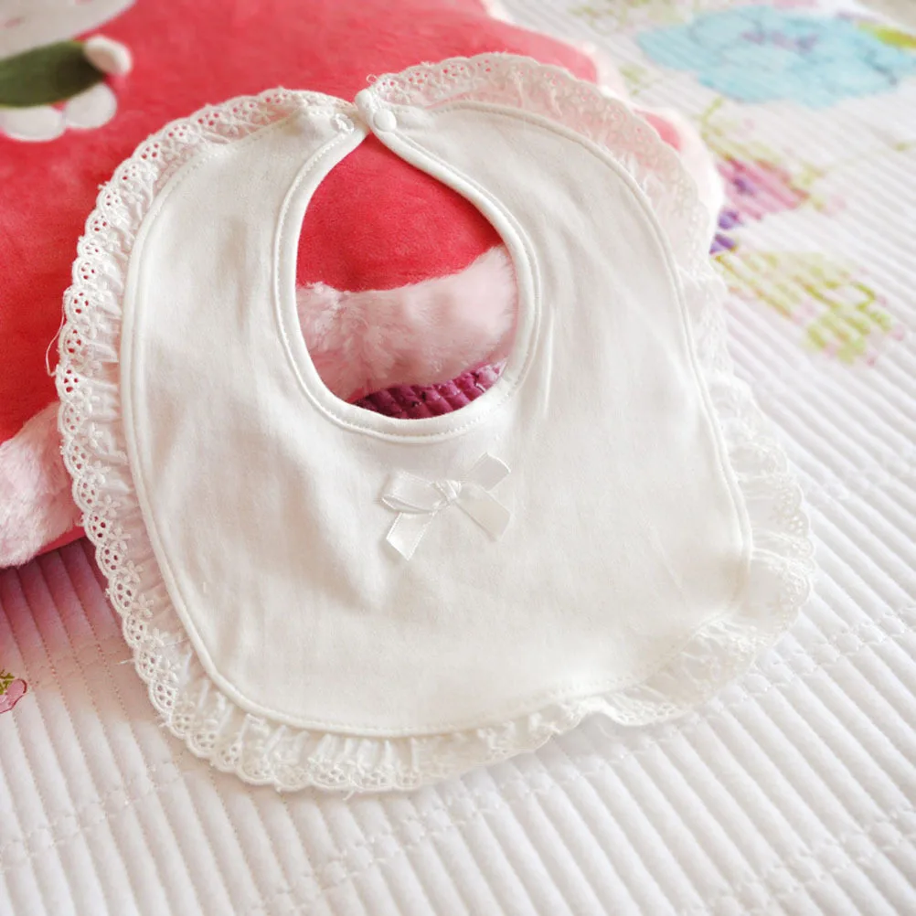 Baby Waterproof Cotton Drool Bib For Newborn Infant Toddler Soft Dining Bib Keeps Clothes Dry White