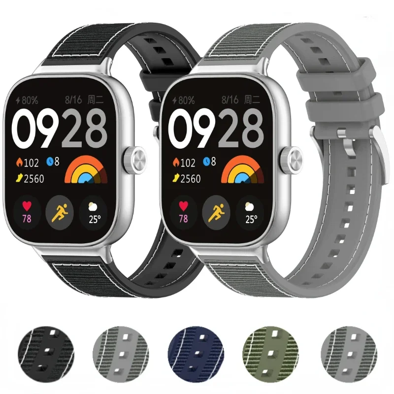 Silicone Braided Nylon Strap for Redmi Watch 4 Sports Replacement Bracelet Wristband for Xiaomi Mi Band 8 9 Pro Accessories