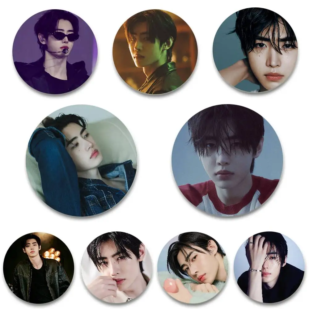 Insignias de cantante Pop de Park Sunghoon, insignia láser redonda de Anime, broche de dibujos animados, ropa, mochila, accesorios, solapa