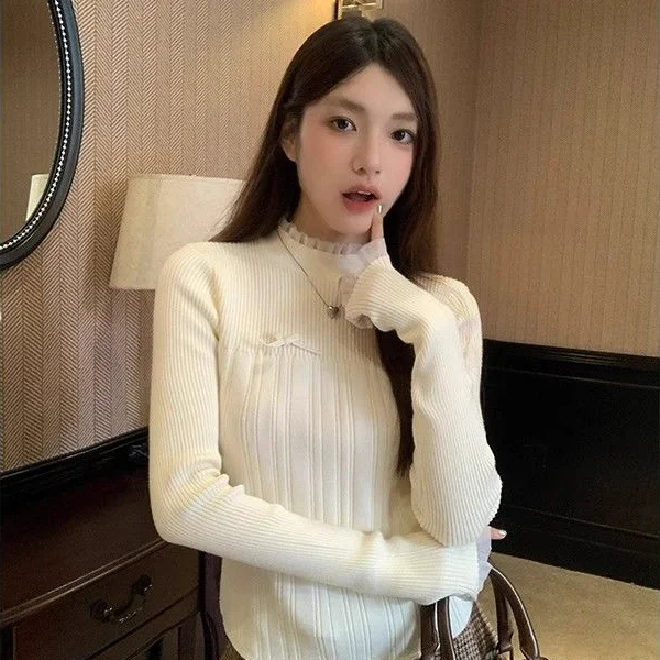 

Свитера Джемперы Женский женский теплый вязаный костюм из мохера Псевдо из двух предметов Эластичность на талии Лакросс Поле Спорт Игровая команда 2025