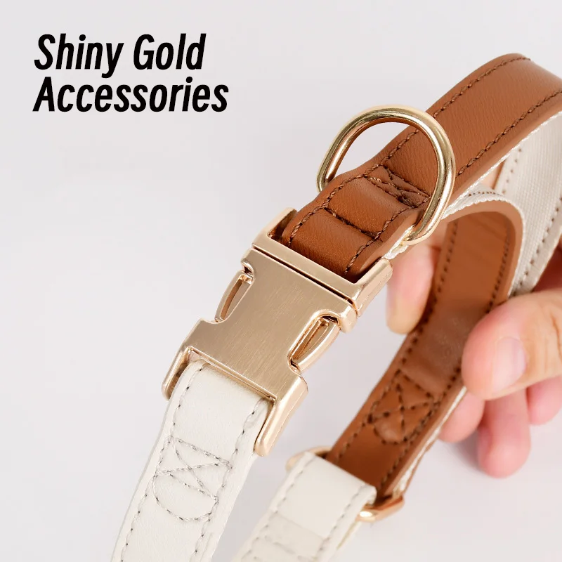 H-shape Saddle Design Leather Dogs Walking Harness Leash Set Waterproof Chest Strap Elastic Traction Metal Buckle Pet Supplies