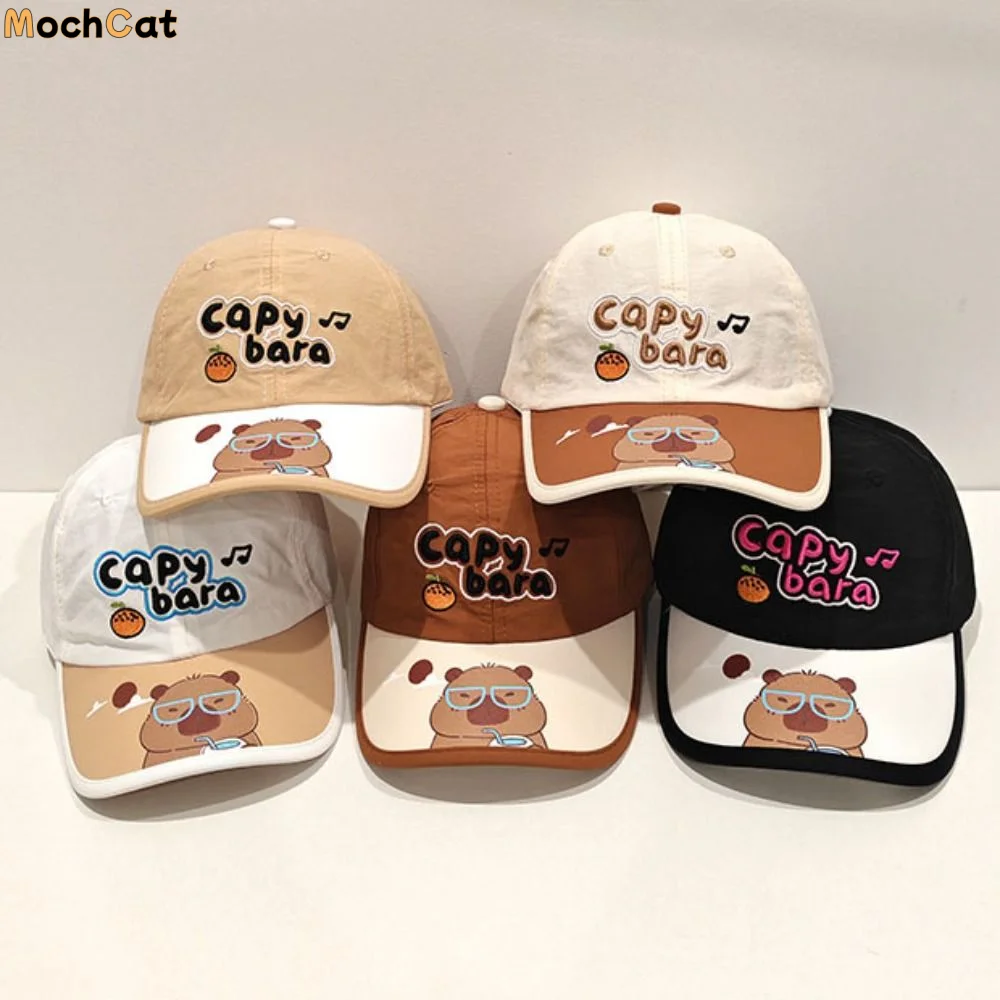 

Дышащая бейсболка с капибарой в стиле каваи, детская летняя панама с защитой от УФ-лучей, мультяшная кепка от солнца для мальчиков и девочек