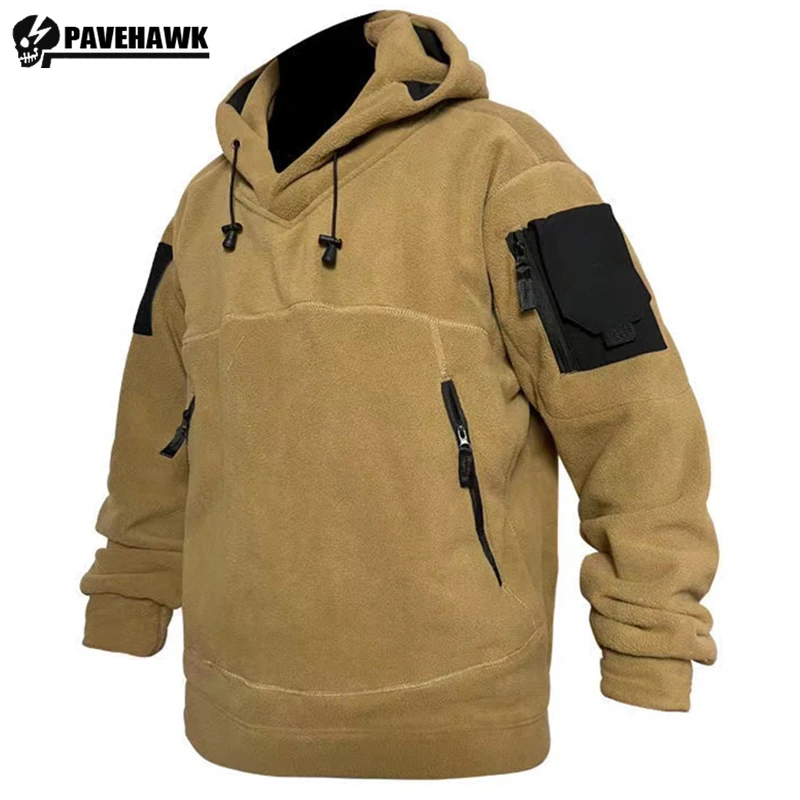 Mens Winter Tactical Hoodies Polar Fleece Military Hooded Sweater Tops Quality Thickened Warm Windproof Outdoor Hiking Jackets