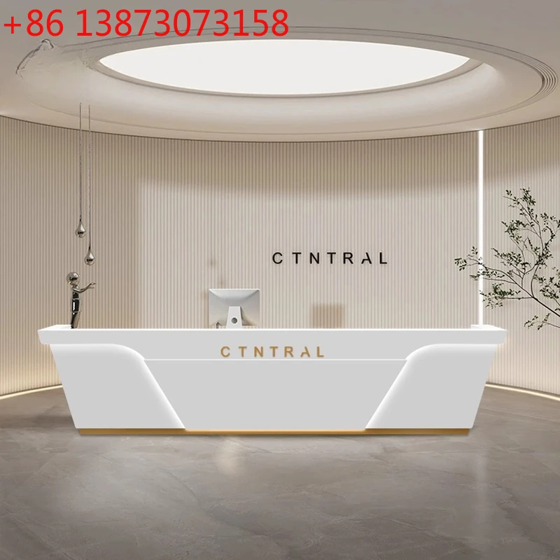 

Легкая роскошная касса для салона красоты. Отдел продаж. Стол регистрации компании. Бар из нержавеющей стали для медицинской косметической клиники.