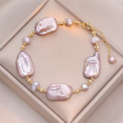 Korean Original Design Natural Baroque Pearl for Women Fashion New Cuff Bracelet Luxury Jewelry Accessories Anniversary Gift