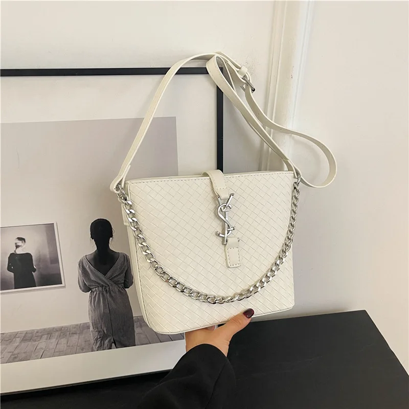 

​Designer Woven Bucket Bag 2025 - Minimalist Straw Braided Shoulder & Crossbody Purse for Women, Boho Chic Tote Handbag​