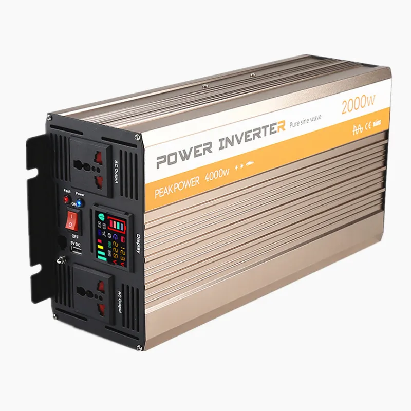 2000W Pure Sine Wave Inverter with Screen display DC 12V 24V 48V to AC 220V Power Car Inverter Peak Power 4000W EU UK PLUG