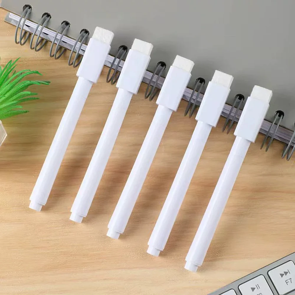 Weiße trocken abwischbare Whiteboard-Marker mit Radierkopf für einfaches Abwischen und glattes Schreiben, geeignet für Klassenzimmer und Bürobedarf. – Detail 3