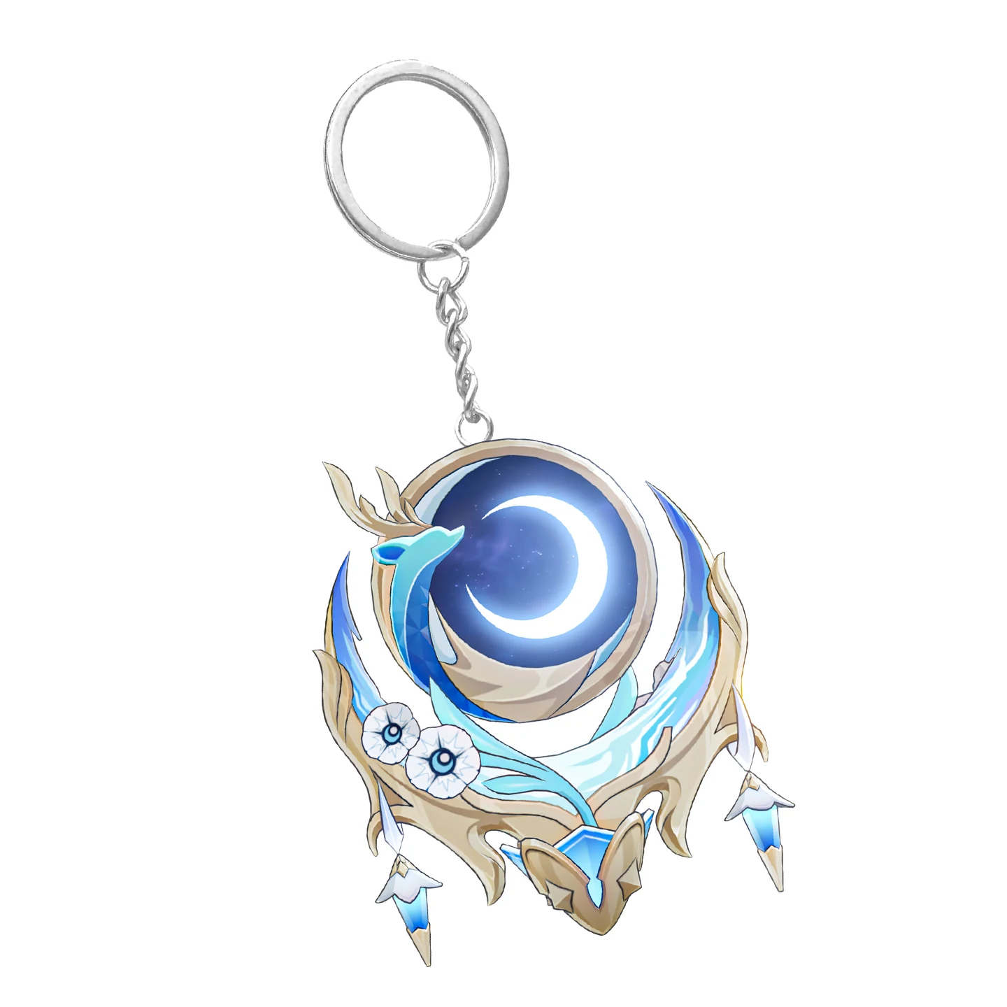 جينشين إمباكت لاوما لعبة الغزل ليلة مرآة معدنية نموذج المفاتيح قلادة مفتاح سلسلة ديكور ظهره تزيين مُثبت هدية