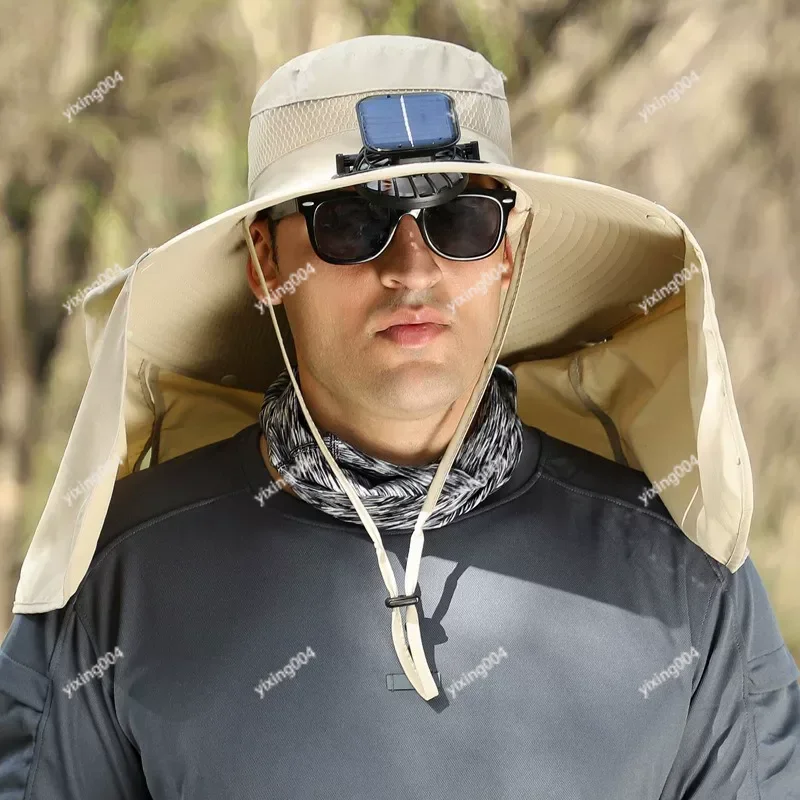 

Wide Brim Solar Fan Hat, USB Charging UV Protection Cap for Outdoor Fishing Hiking