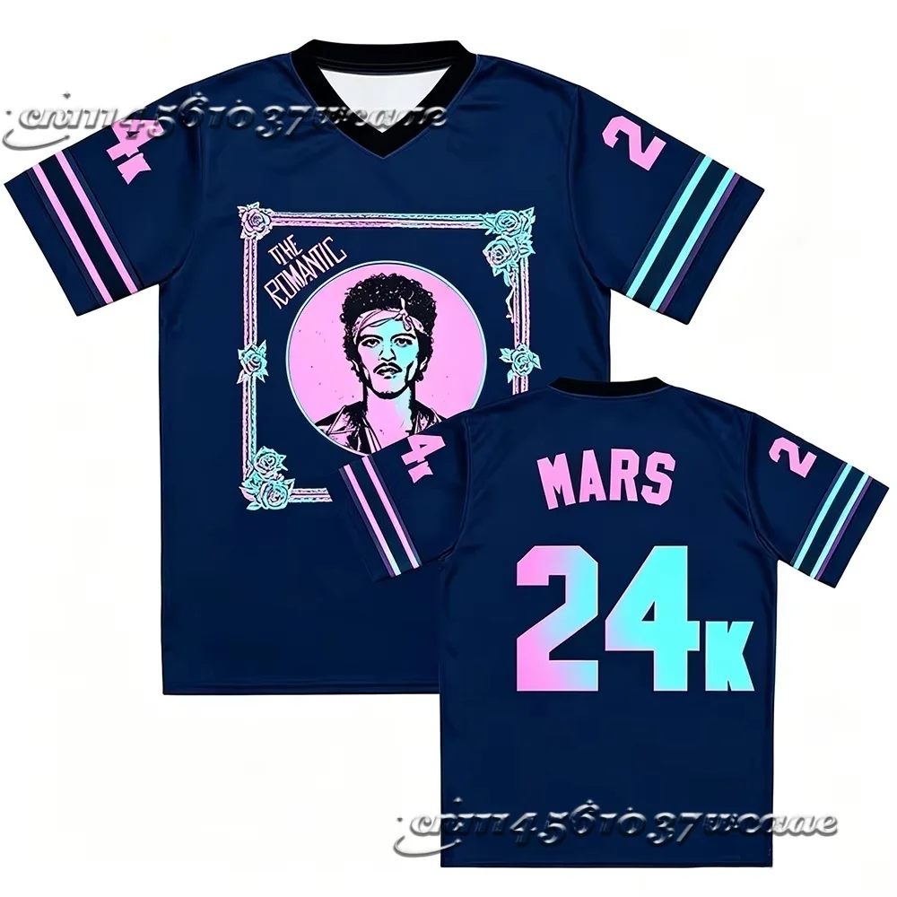 2026 Unisex Bruno Mars The Romantic Graphic Tee Short Sleeve V-neck Loose Fit Unisex T-shirt Design 3D  Jersey FamilyMatching