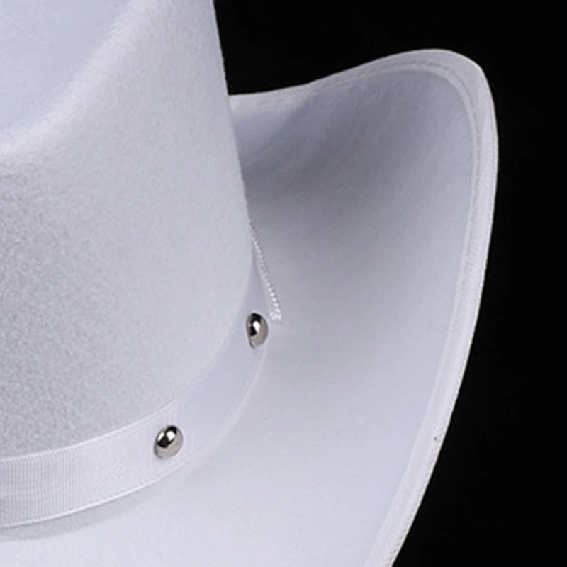 Felt Cowboy Hat Western Style Wide Brim Hat Women Men Halloween Cosplay Party Hat Costume Fedora Caps Clothing Accessory