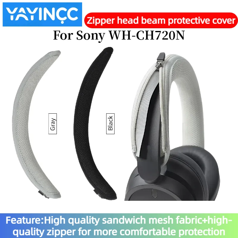 

YAYINCC Quality Headphone Head Beam Cover for Sony WH-CH720N earphone Zipper knitted fabric headband protective cover