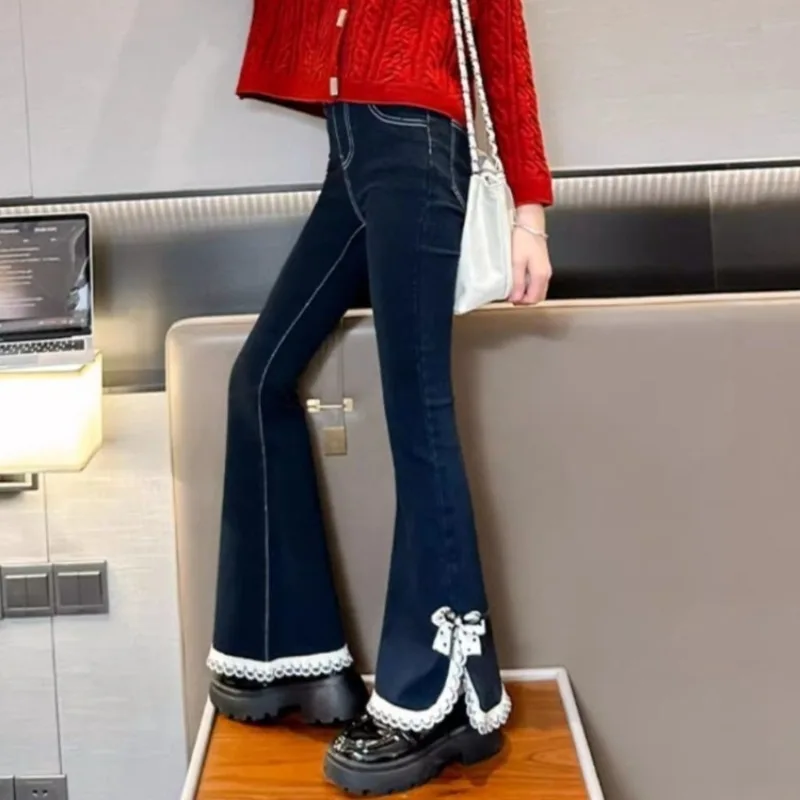 

Girls' Flared Jeans 2025 Spring/Fall Kids Korean Style Thermal Big Kids Middle School Trendy Jeans