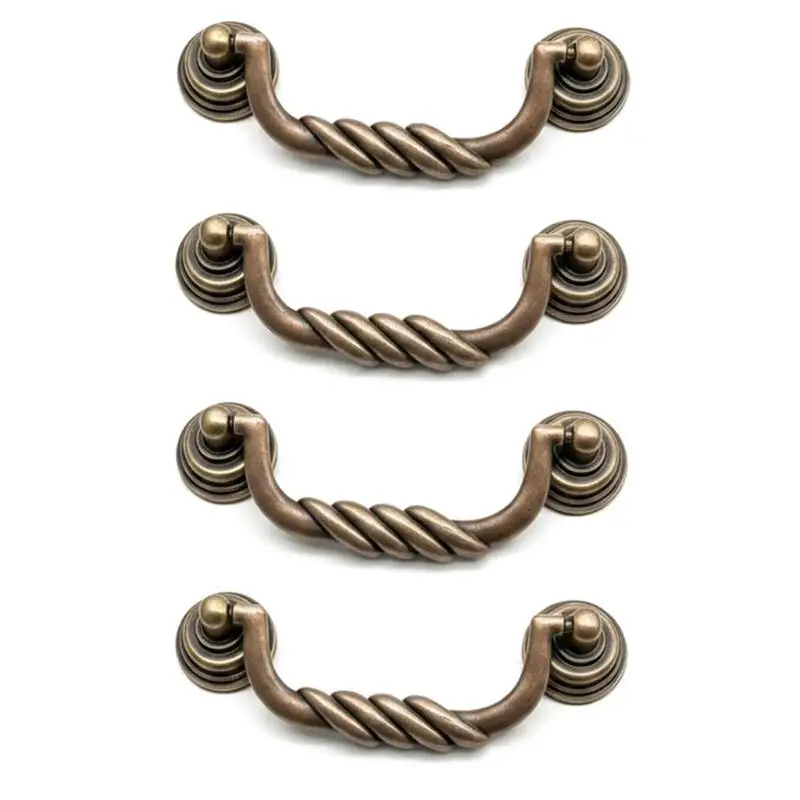 Bronzefarbene Schubladengriffe, 4er-Pack, Schrankbeschläge Metallseil-Stil mit 3,15-Zoll-Lochmitte für die Verwendung in und – Detail 9
