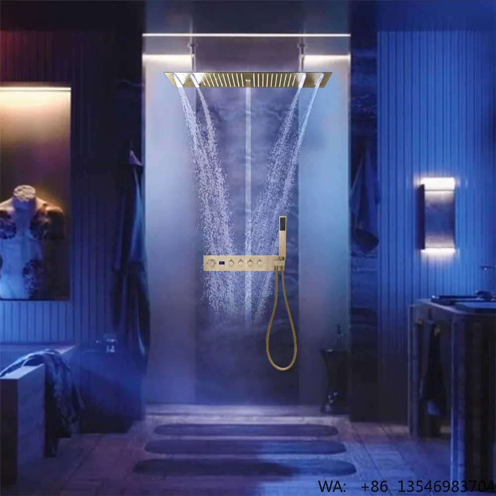 Ceiling Embedded 36*12 Inch LED Shower Head with Music Speaker Temperature Display Hot&Cold Main Body Bathroom Shower Faucet