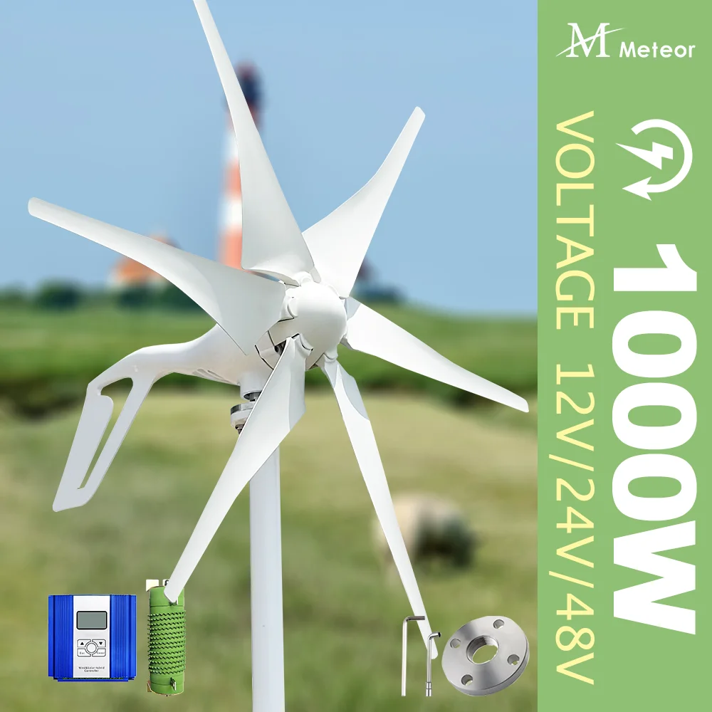 Turbina Eólica Horizontal 1000w Gerador de Eletrodomésticos 12v 24v 48v Baixa Velocidade de Início Energia Alternativa Livre