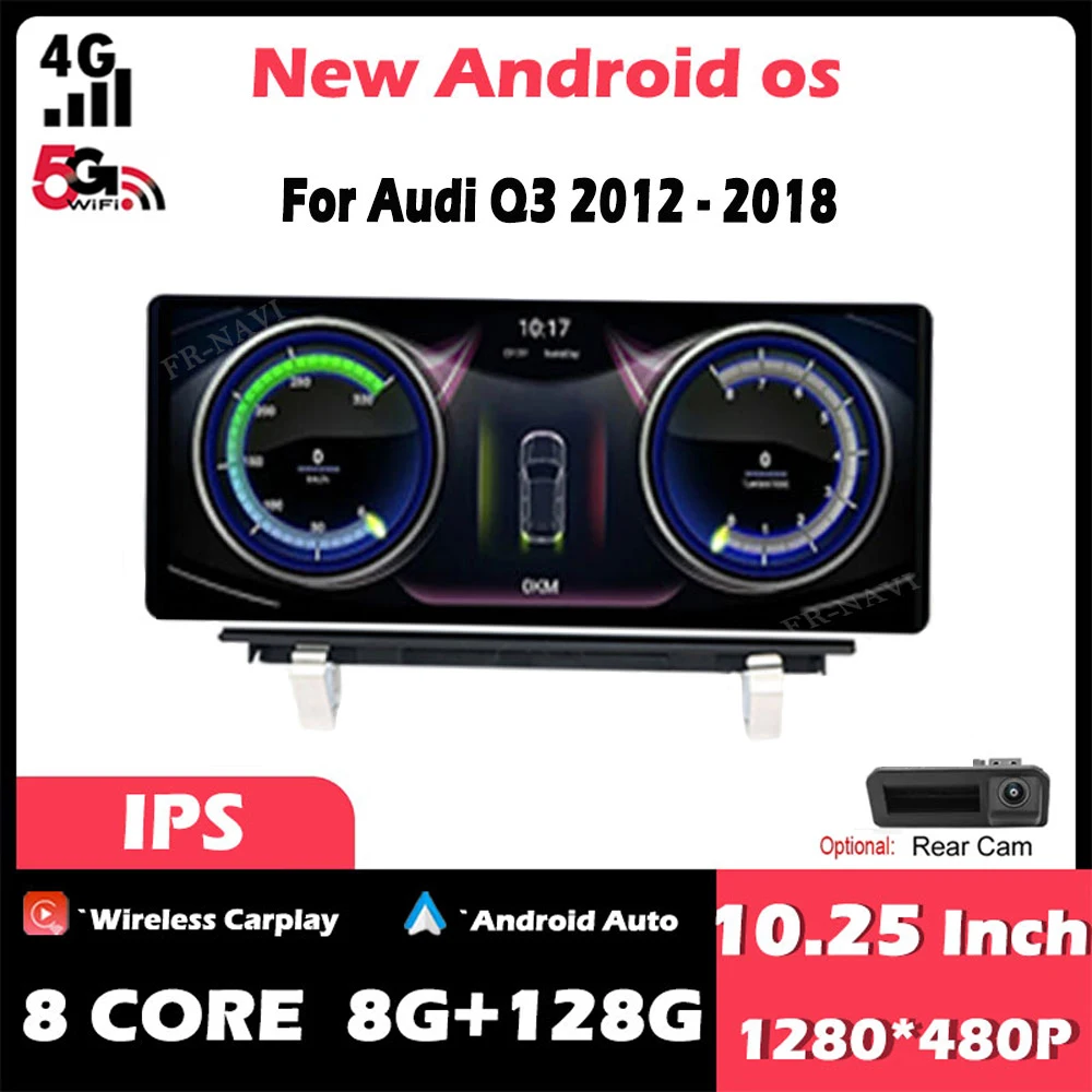 

8 Core For Audi Q3 2012 - 2018 Android 14 DSP Car Stereo Multimedia Google WIFI 4G SIM IPS GPS Navi Carplay Touch Screen