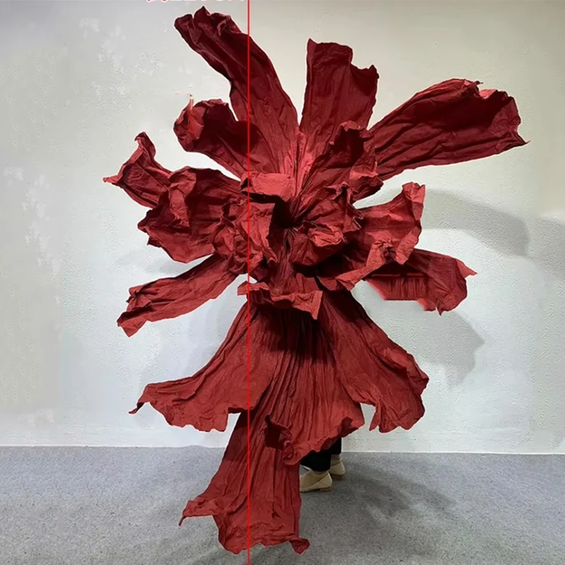 Handmade Wrinkled Paper Flower Iris Artificial Marriage Decor Big Flower Event Wedding Party Backdrop Decor Stage Window Layout