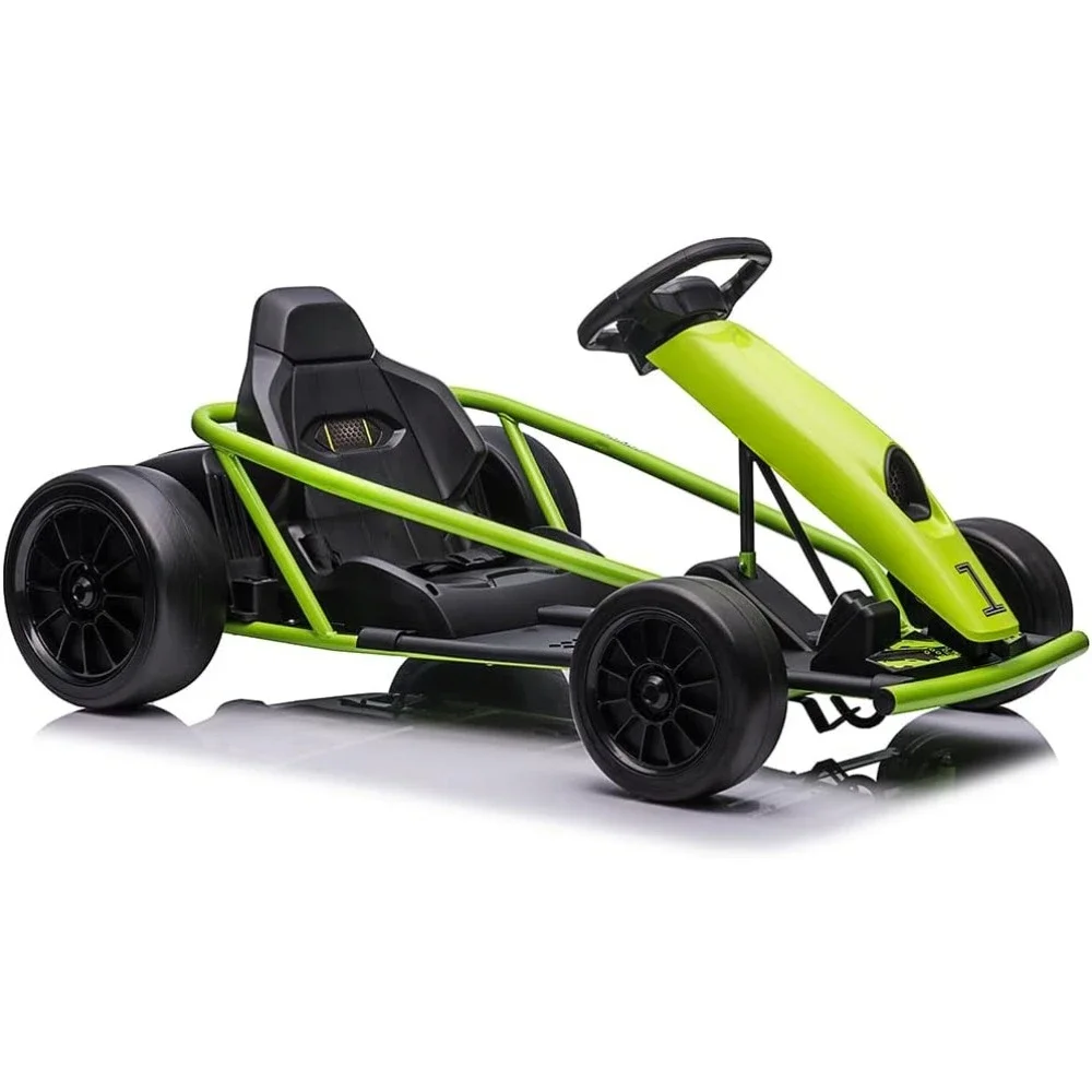 24V Go Kart, 300W*2 Extra Powerful Motors, 9Ah Large Battery 8MPH High Speed Drifting with Music, Horn,Max Load 175lbs