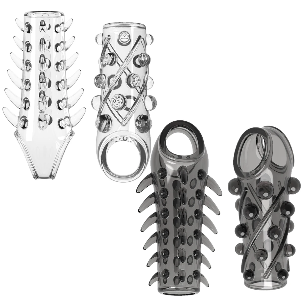 2 PC Soft Elastic Penis Extension Sleeve Delayed Ejaculation Condoms Cock Extender Increase Dick Sleeves Adult Sex Toys For Men