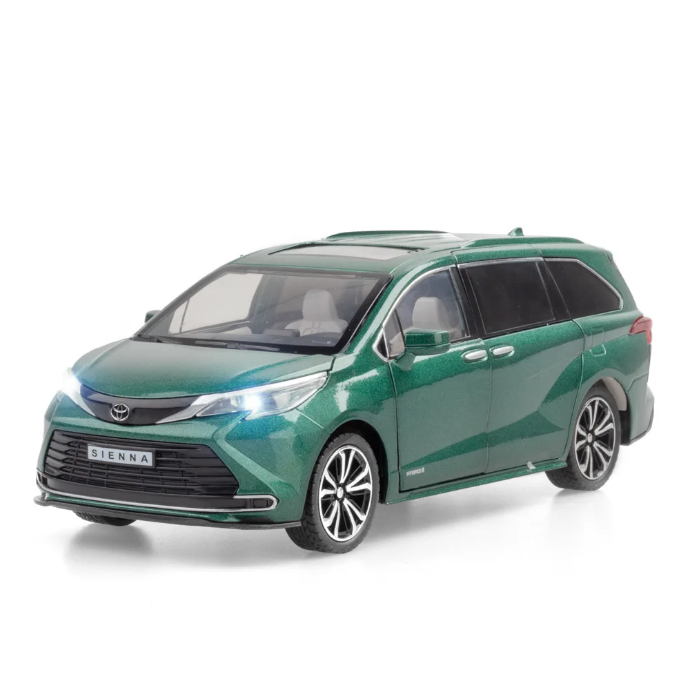 Modèle de voiture miniature 1:24 SIENNA MPV Van, jouet de simulation en alliage moulé sous pression avec son et lumière, portes ouvrables, fonction de recul, pour véhicules de divertissement éducatif