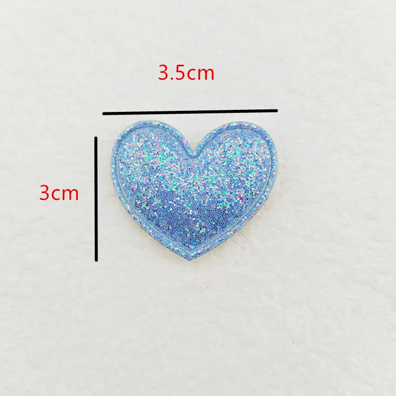 100 sztuk 3.5*3CM brokatowa tkanina wyszywane serce na ubrania kapelusz materiały krawieckie DIY klips do włosów kokarda dekoracyjna plastry