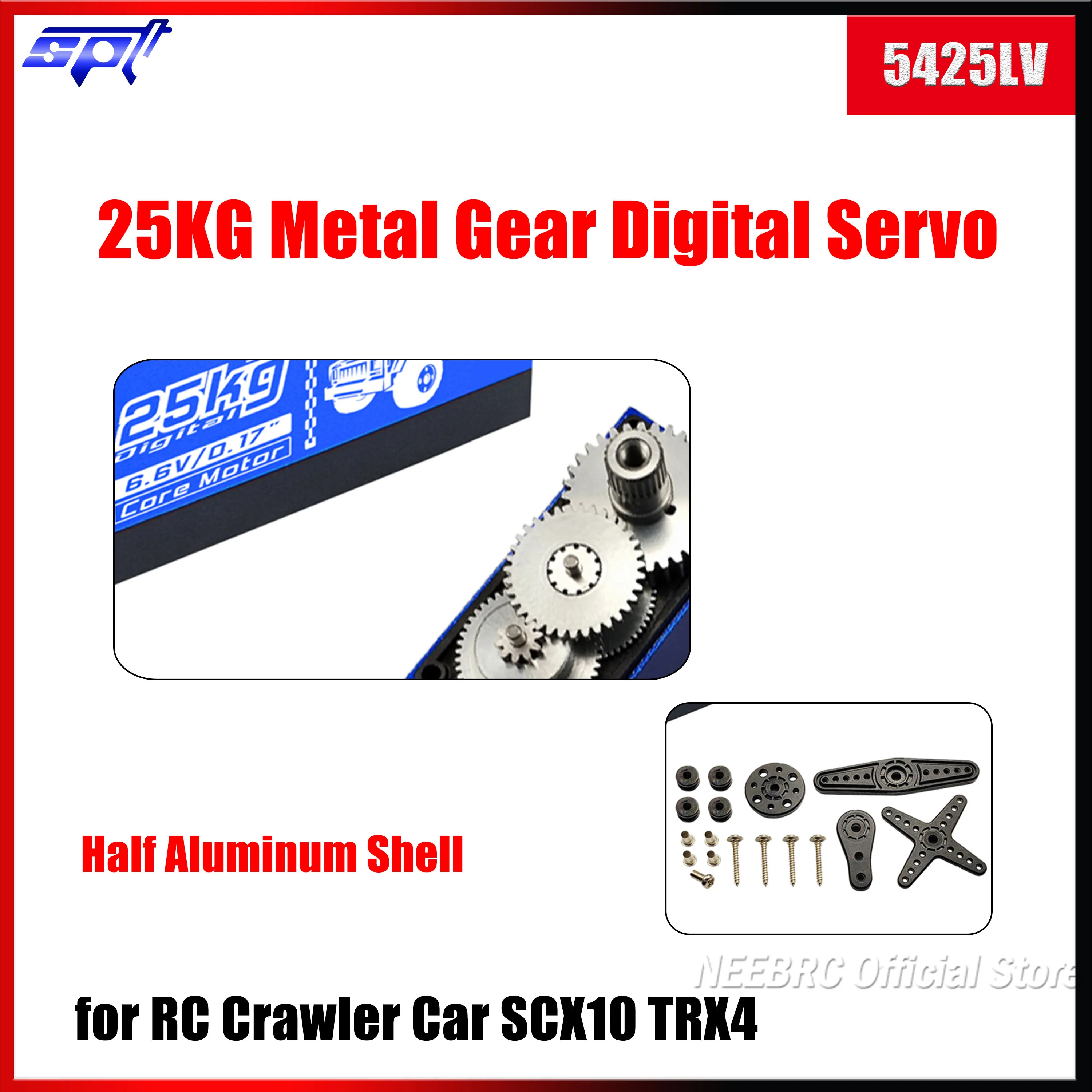 

SPT 5425LV 25KG Metal Gear Half Aluminum Shell High Speed Digital Servo for RC Crawler Car Robot Arm SCX10 TRX4 Vehicle Parts