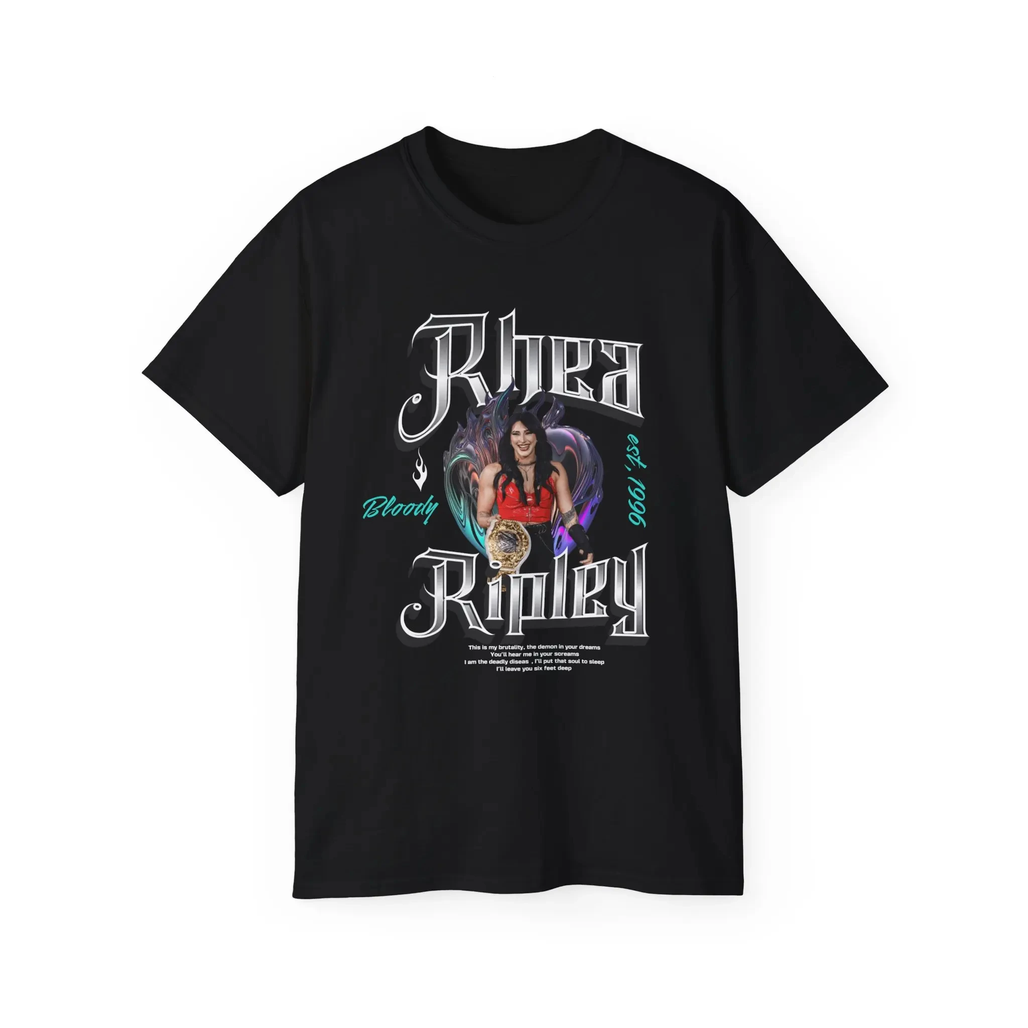 2026 New Rhea Ripley graphic 100%cotton unisex wrestling shirt summer Hot sales Y2k oversized Men's fashion loose O-neck Tshirt