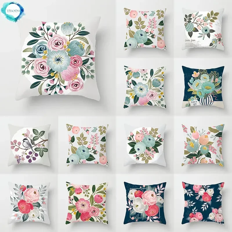 Kwiatowy wzór rękawa na poduszkę staromodna akwarela i ptaki pokrywająca domową sofę biuro dekoracyjna poszewka na poduszkę poszewka na poduszkę