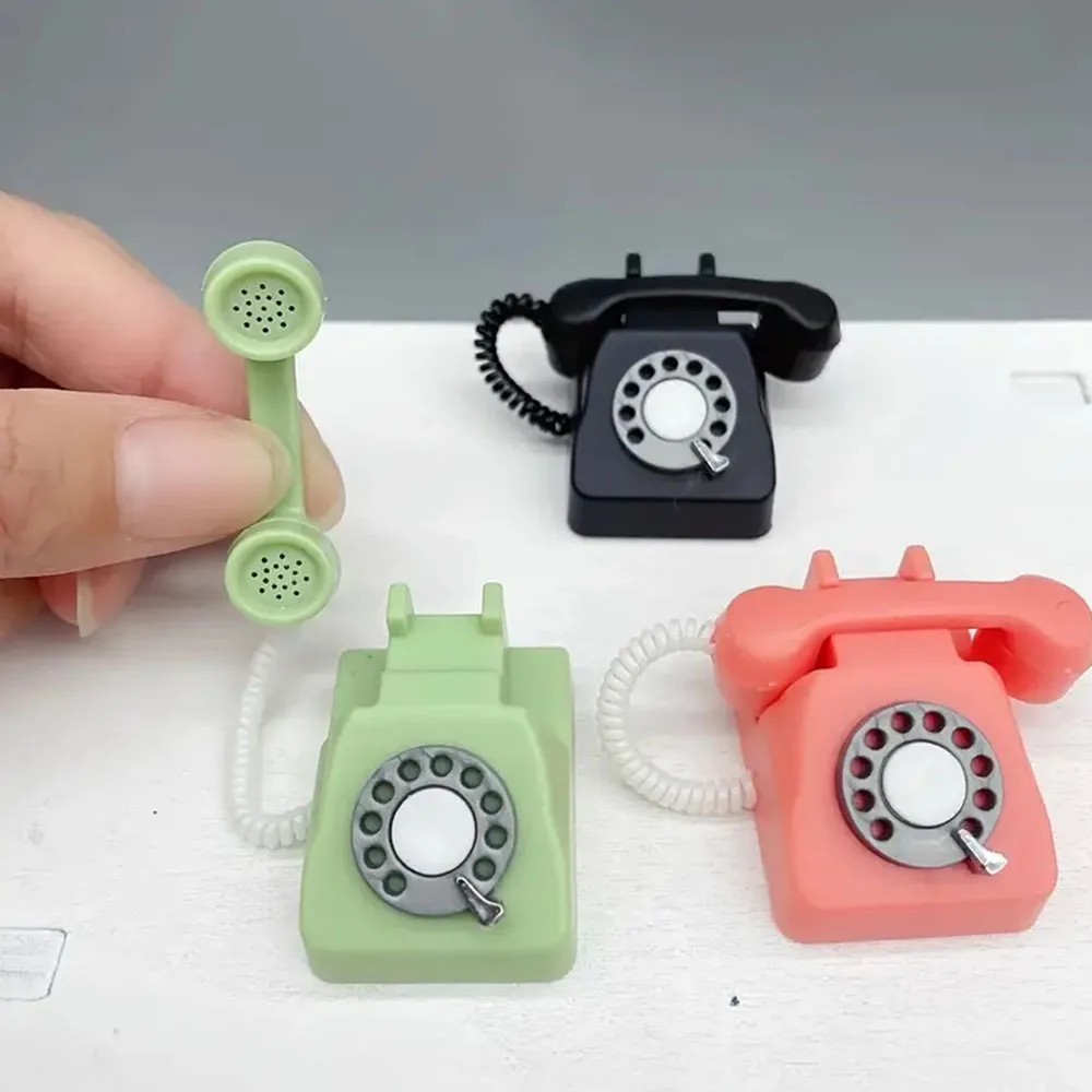 1/12 Puppenhaus Puppenhaus Simulation Mini-Telefon Modell Miniatur Retro-Szene Wohn möbel