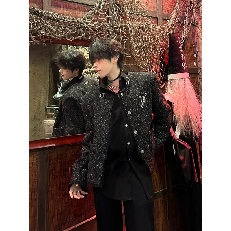 

Bla oulder Pad ort Jaet Men's Sle Autumn High-End Feeling Cool M Model CleanFit ort Jaet Luxury Youth Trend