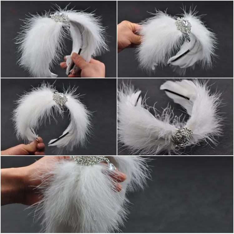 Black White Ballet feathers Swan headdress Ballet costume feathers Headband Hair Accessories