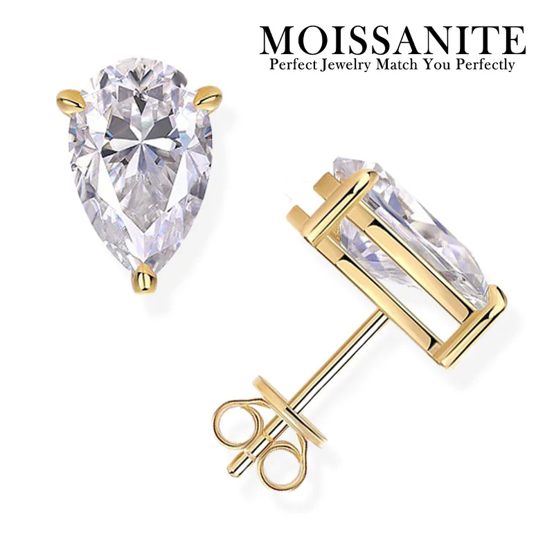 

2/2.5/6CTW Pear Cut Moissanite Earrings Gold Plated 925 Sterling Silver for Women Gift Elegant Style Comes with GRA Certificate
