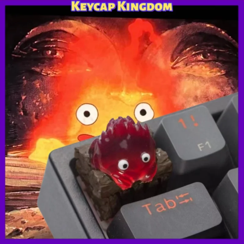 Calcifer Anime Keycaps Mechanical Keyboard 3D Printed Resin Custom Artisan Keycap PC Gaming Keyboard Point Keycap Collect Gift