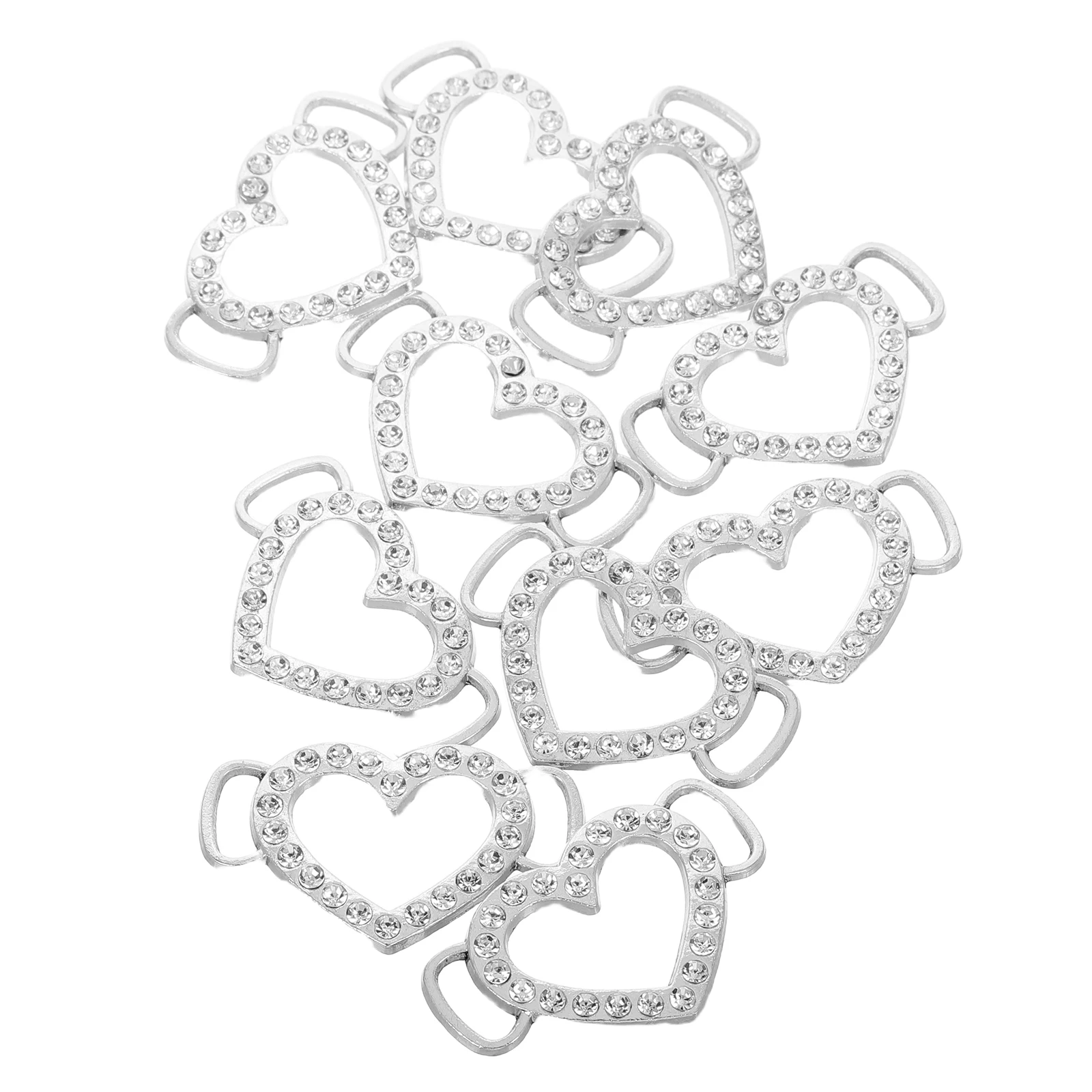 

10pcs Heart Shaped Rhinestone Buckle Sliders Ribbon Clothing Decoration Wedding Craft Garment Accessories Slider Shoe Charms