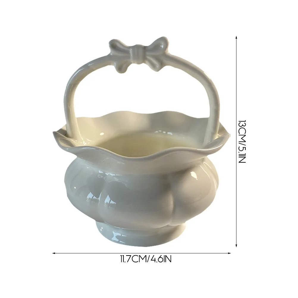 Ceramic Flower Basket Multi-Function Storage Basket for Cutlery Sundries Desktop Home Decor Living Room Tabletop Ornament
