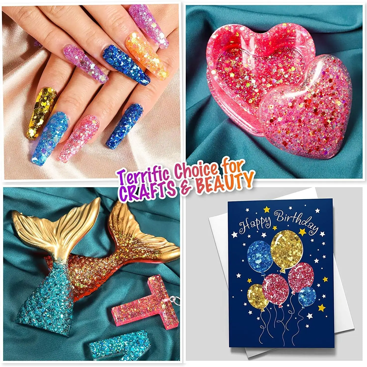 스팟 홀로그램 청키 글리터, 송진 공예 글리터, 네일 바디, 눈 얼굴용 화장품 글리터, 송진 글리터 플레이크, 7 가지 색상