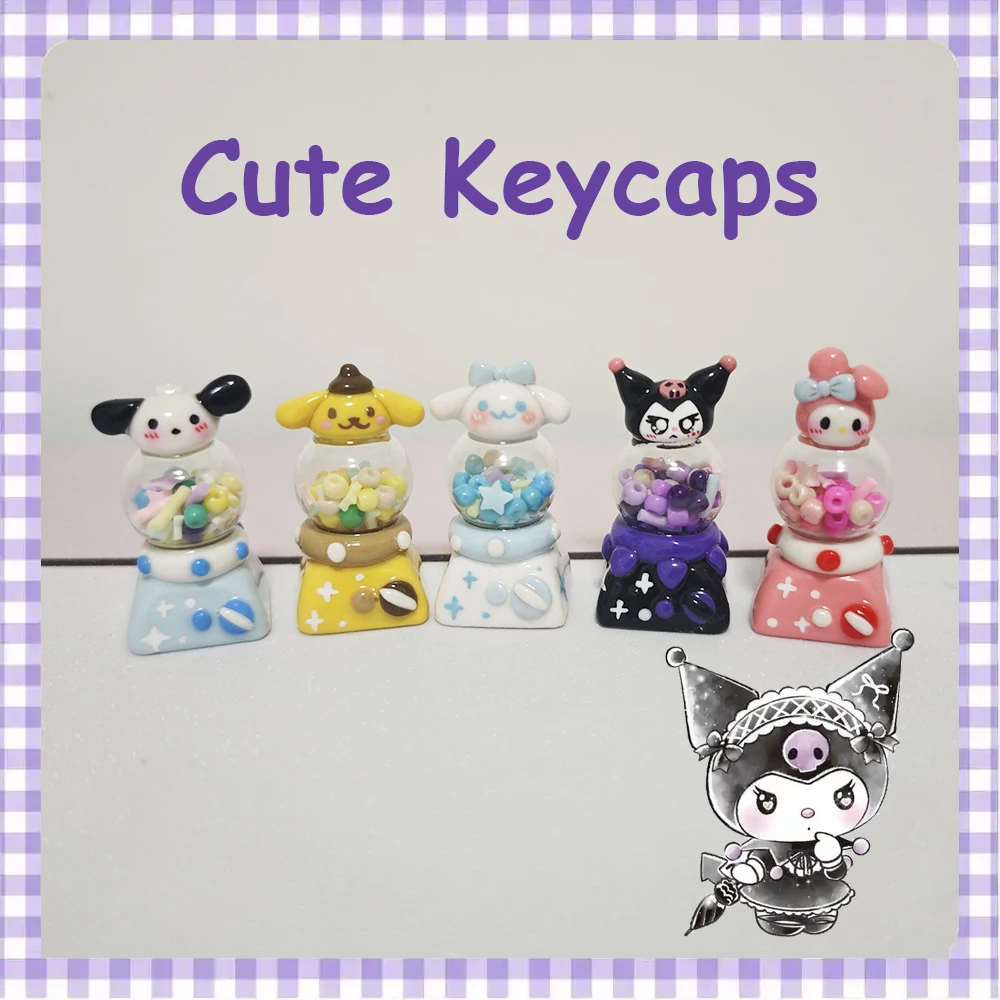 

Колпачки для клавиш Sanrio Twister ручной работы, милый колпачок для клавиш Cinnamoroll Kuromi, персонализированный колпачок для клавиш с героями мультфильмов для механической клавиатуры Cherry MX