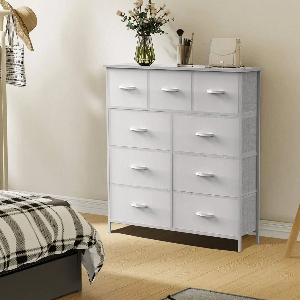 

Комод для спальни с 9 ящиками, тумба-стеллаж с легко выдвижными тканевыми корзинами, подставка для телевизора, органайзер для хранения в гостиной, для шкафа