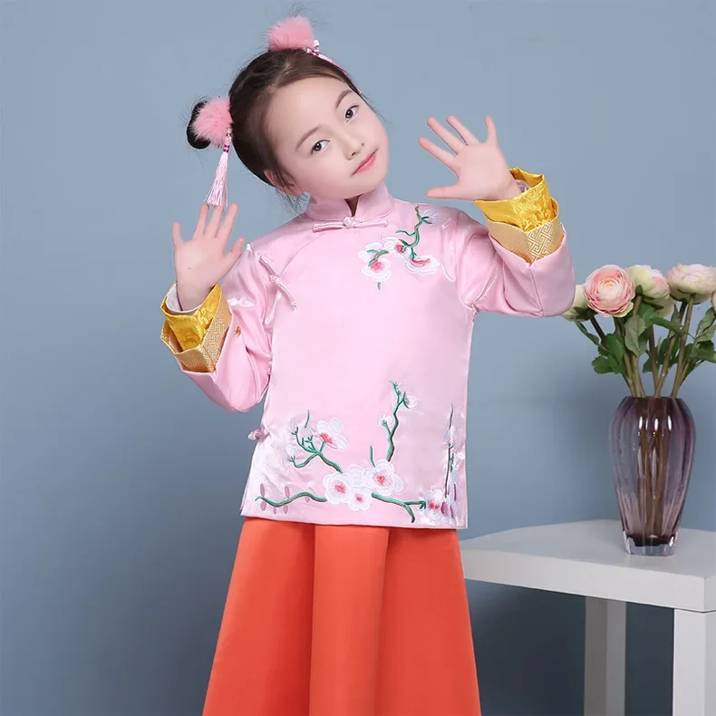 

Chinese Traditional Clothing for Children Hanfu Princess Costume Top + Skirt Ancient Hanfu Dress Nation Performance Dance Dress