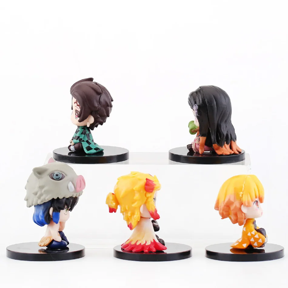 10 sztuk/zestaw Figurki Demon Slayer w wersji Q, siedzące, zabawki anime Kimetsu no Yaiba, Tanjiro, Nidouzi, Inosuke, figurki PVD, model lalki