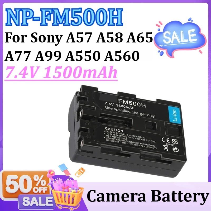 

New NP-FM500H 7.4V 1500mAh Camera Battery for Sony A57 A58 A65 A77 A99 A550 A560 Rechargeable Digital Battery
